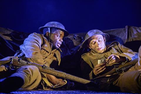 Ike Bennett (David Taylor) and Tom Sturgess (Albert Narracott) serving as soldiers in War Horse